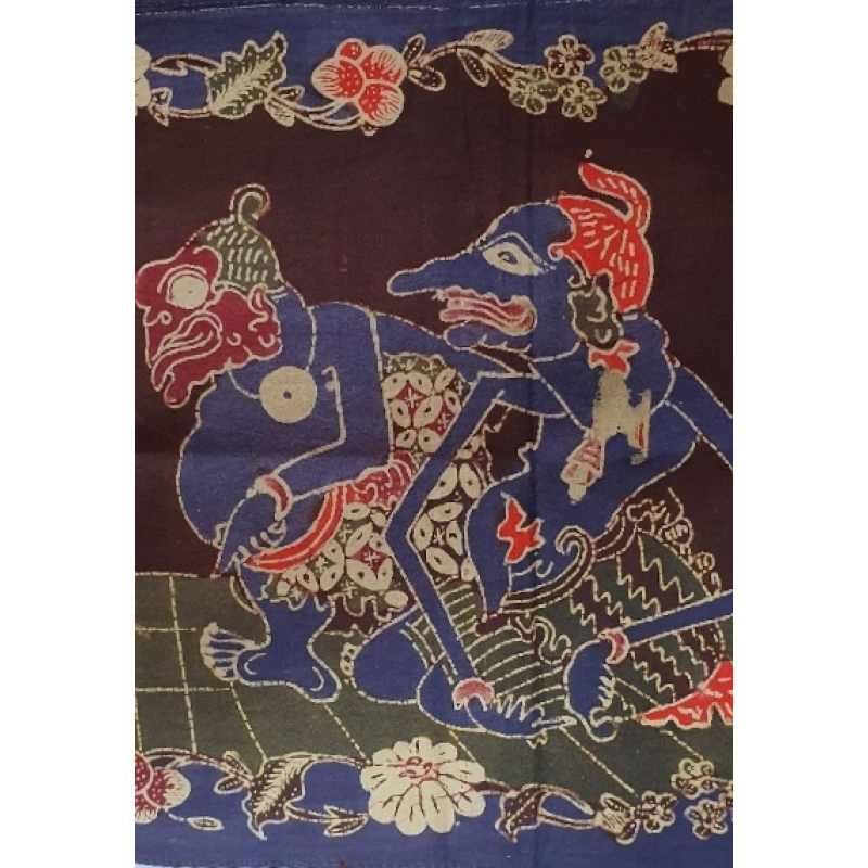 Batik doek met afbeelding Wayangpoppen